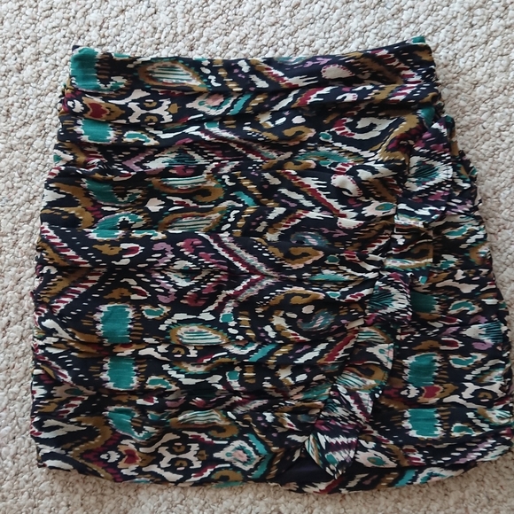 Zara multicolor printed ruffled gathered detail mini skirt size S - Picture 3 of 10